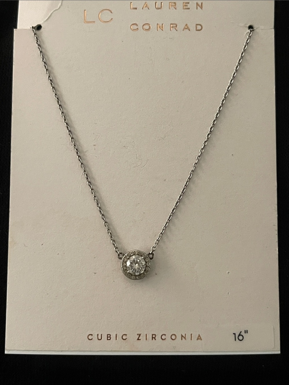 LC Lauren Conrad Silver-Tone Halo Cubic Zirconia Necklace